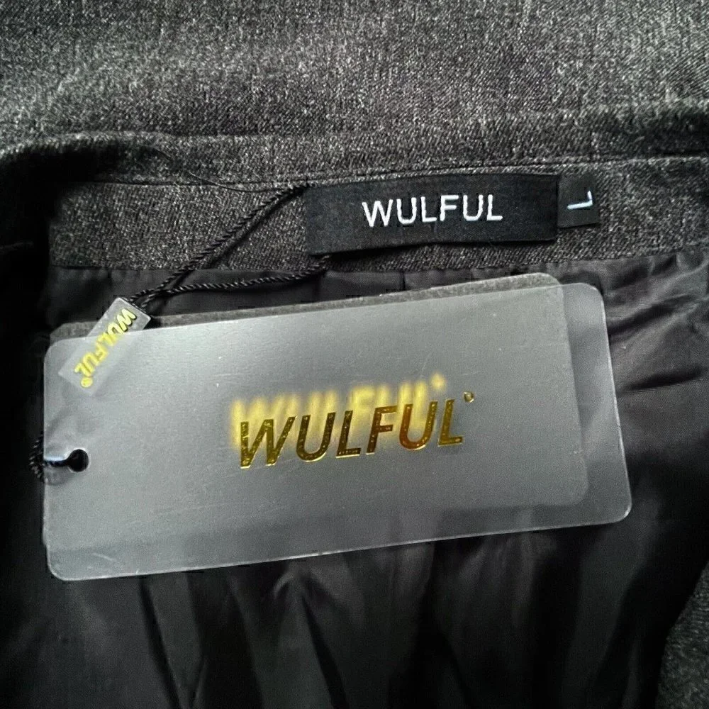 NWT WULFUL Dark Heather Gray Front One Button Single Breasted Blazer Men’s L